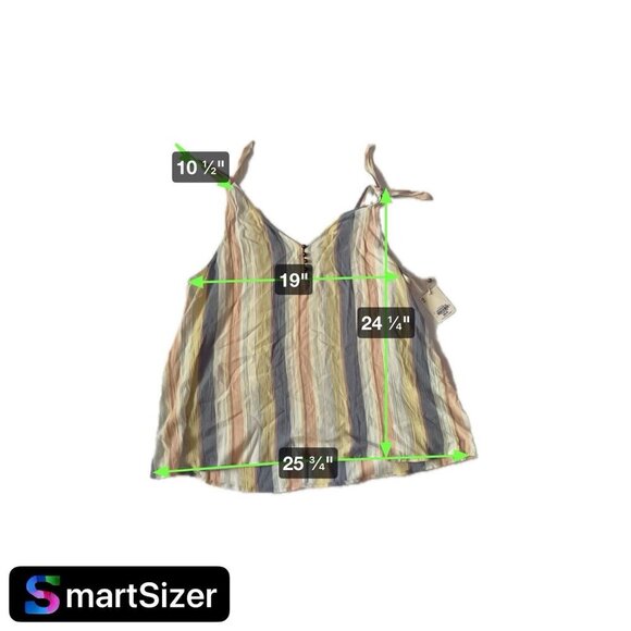 Ana A New Approach XL Striped Tie Shoulder Tank Top With Button Detail - Picture 7 of 7